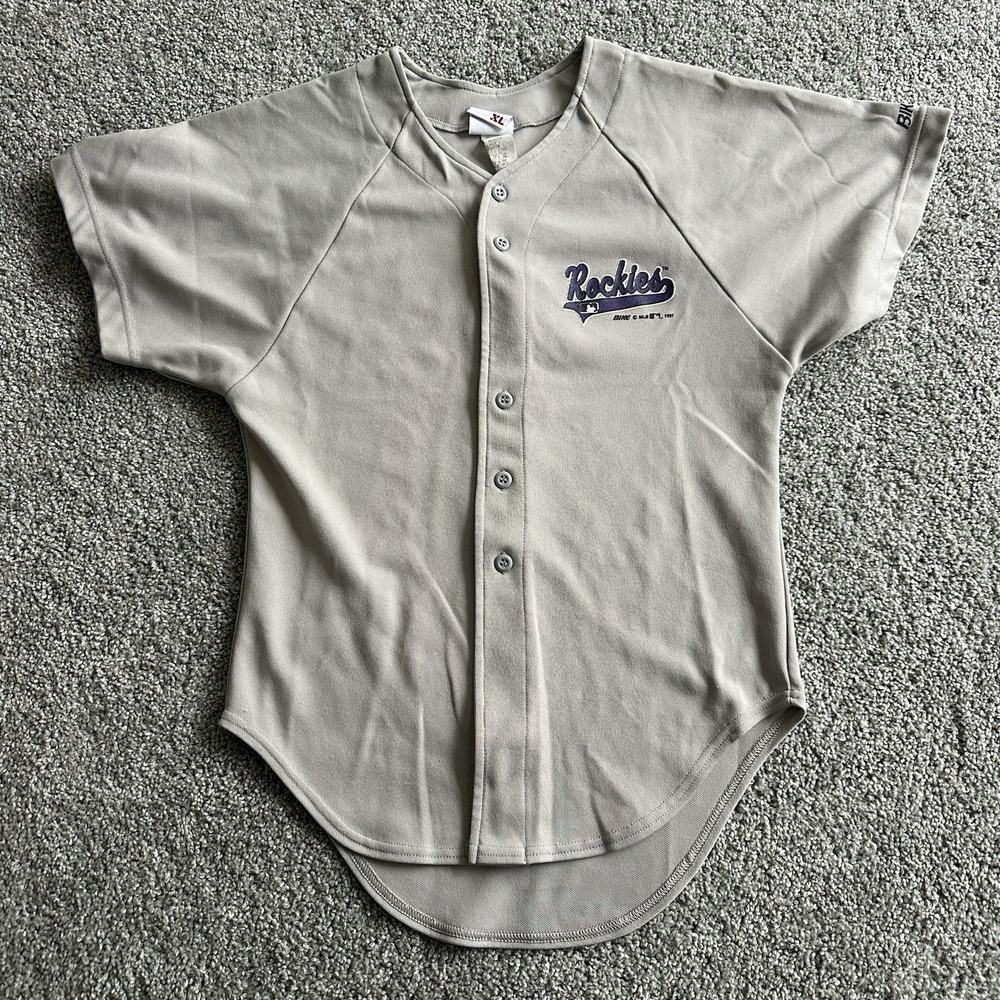 VTG Bike Colorado‎ Rockies Button Up Jersey Youth Xl Or Adult XS